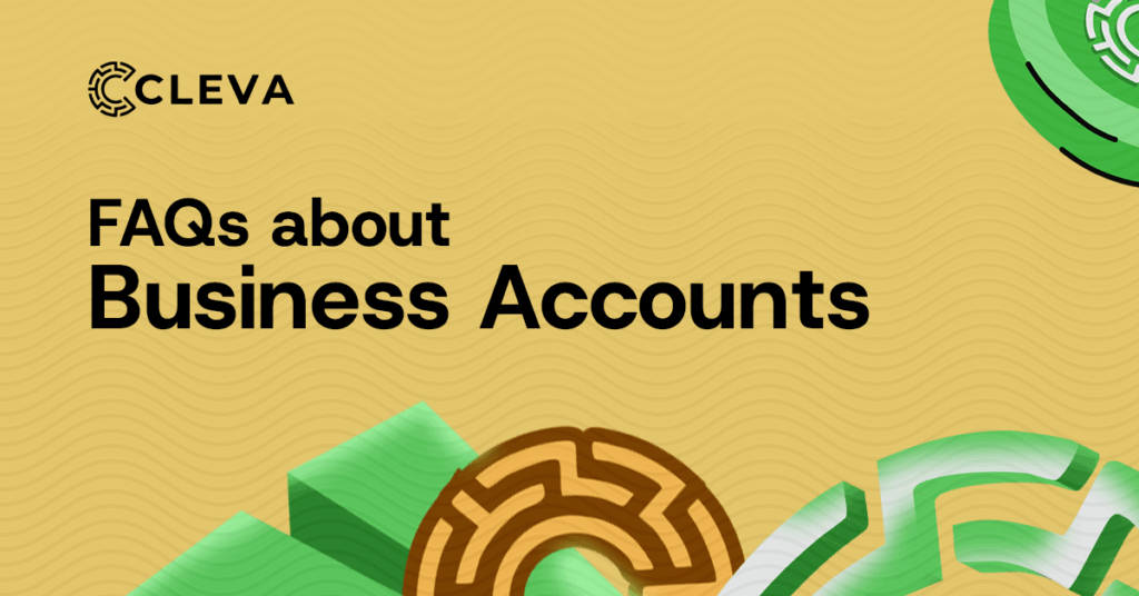 A design showing the text "FAQs about Business Accounts"